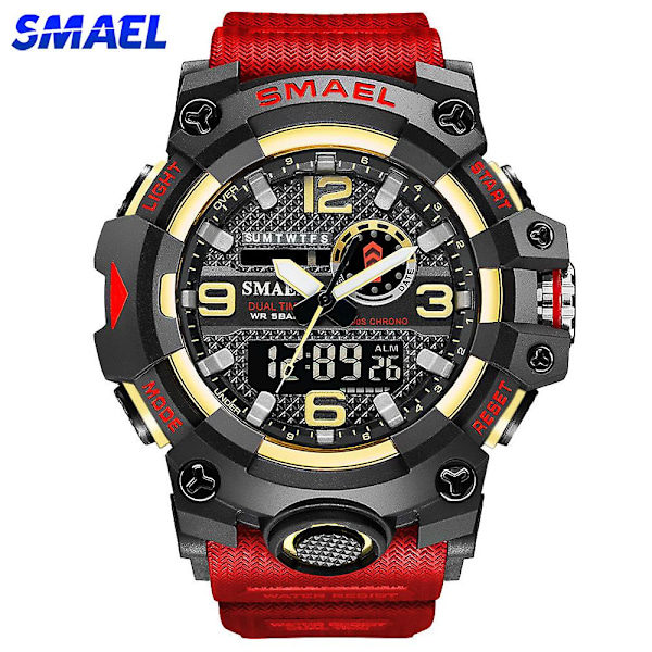 Smael Digital Herre Militær Ure Dual Time Vandtæt Luksus Top Ur Herre Sport LED Quartz Analog Armbåndsur Herre Blue RoseGold