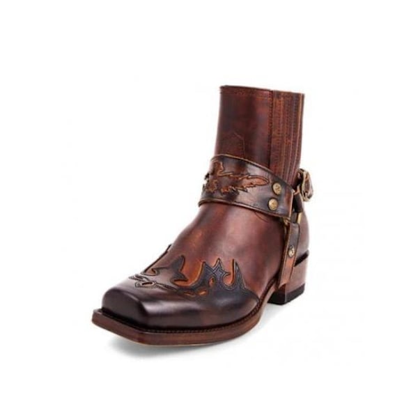 Western-saappaat Miehille Vintage-brodeeratut Saappaat Tumma Kahvi Dark Coffee 39
