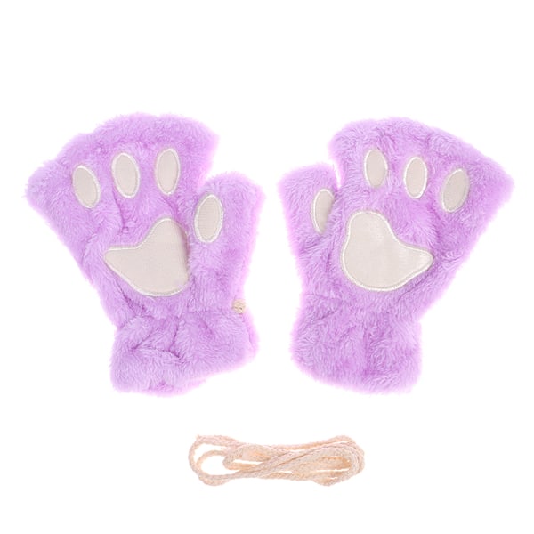 e Cat Paw fingerløse handsker Varm blød plys fingerløs handske Purple