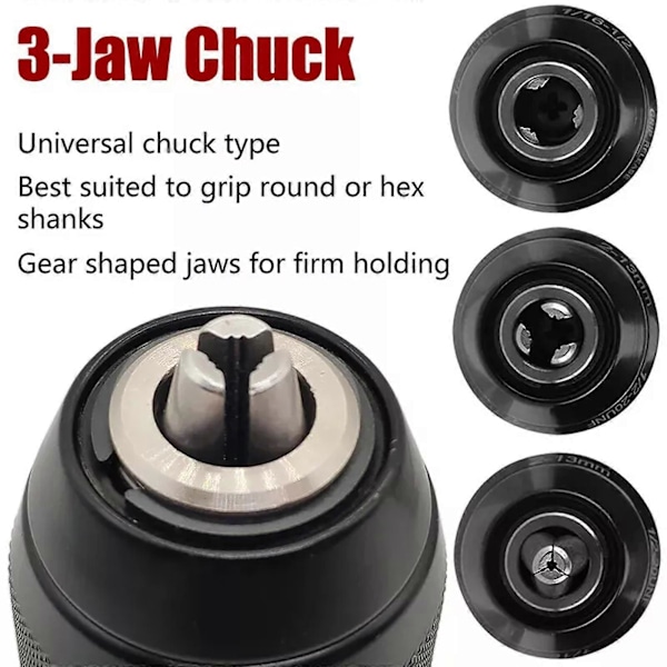 Metall Tung 1/2-20UNF 13mm Borrchuck Hex Skaft/SDS/Socket Fyrkant Adapter js