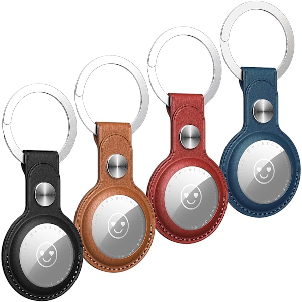 4-pack PU-läderfodral för AirTags Key Finder (Locator Tracker), AirTags-fodral med nyckelring