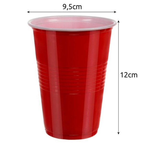 Øl Pong-spil til festen - 50 plastikglas og 3 bolde red 598