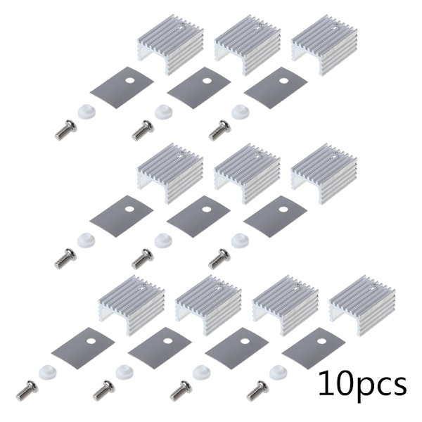 10 set TO-220 kylflänsar aluminiumplåt kylfläns transistor kylfläns kylare radiatorer