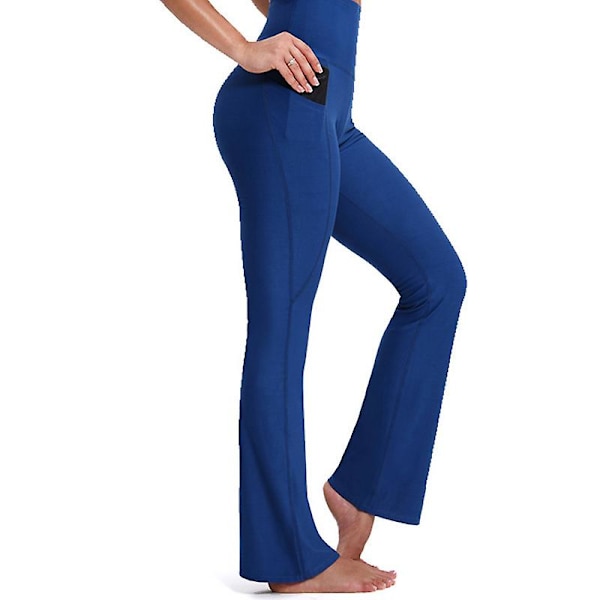 Yogabyxor för kvinnor, hög midja, stretchiga träningsbyxor, magkontroll, träningsbyxor CMK Vete Blå Wheat Blue XL