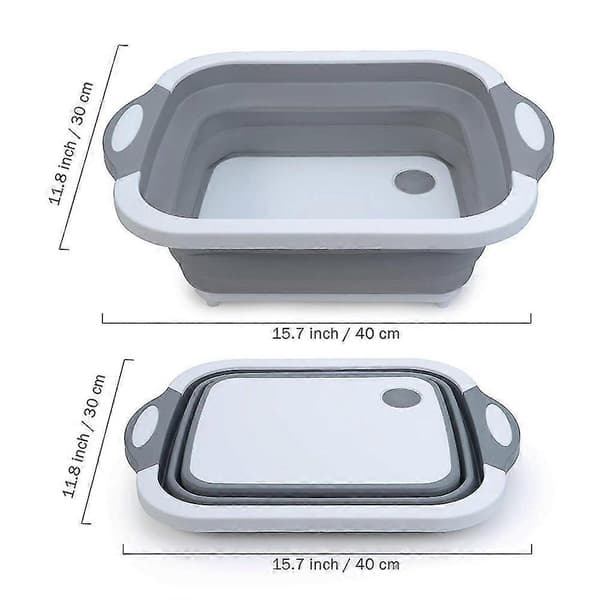Portable Folding Cutting Board with Strainer, Kitchen Vegetable Washing Basket Sink Foldable Storage Organizer-FY-