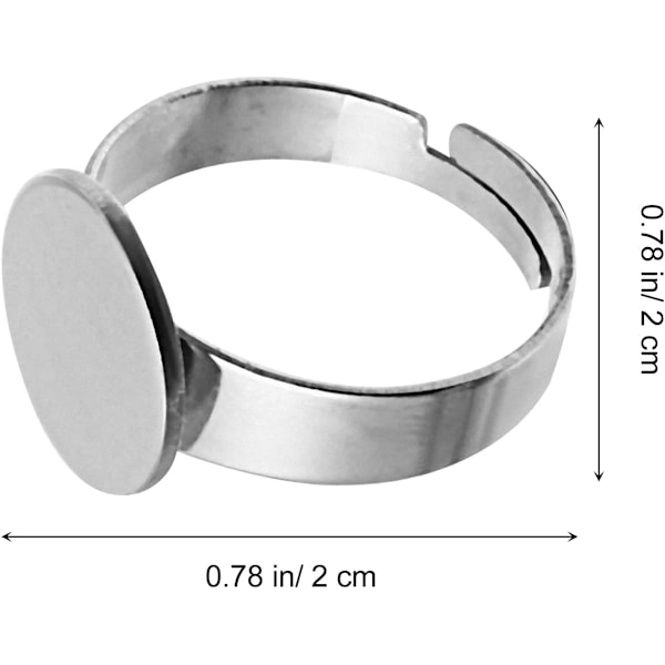 20 stk ringbaser justerbare fingerringe runde rustfrit stål gør-det-selv smykkefremstillingsmaterialer