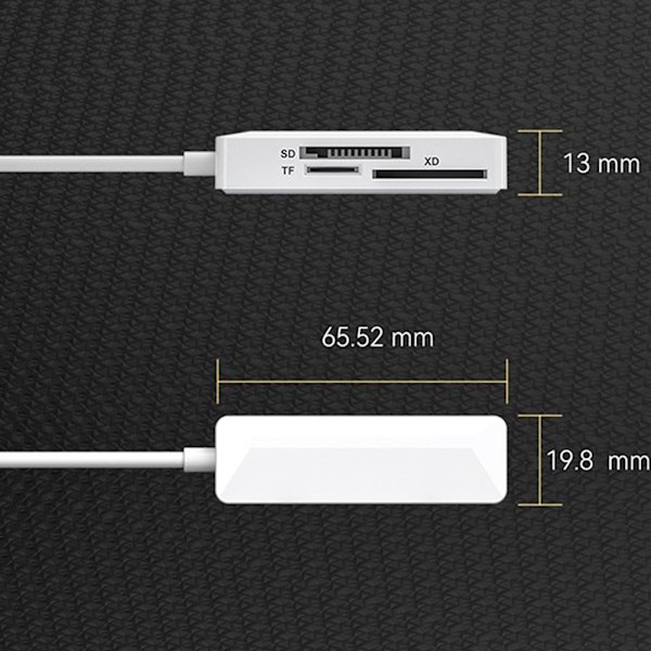 Mini minnekortleser 3 i 1 kortleser Ios8Pin kortleser TFSD XD 3 i 1 kortleser for bærbar telefon nettbrett