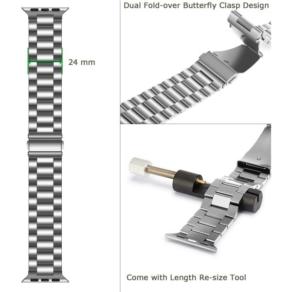 Band kompatibel med Apple Watch Band 42/44/45 mm Silver