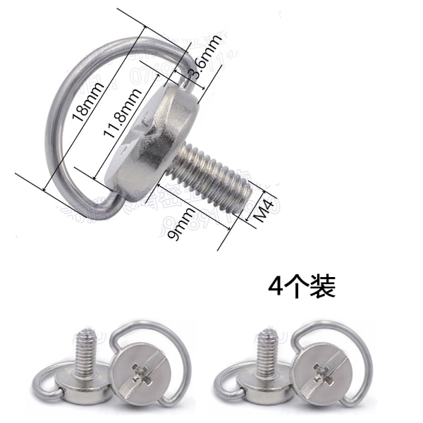 4-pack M4 kamerajalustan kiinnitysruuvit, kierteitetyt ruuvikameraruuvit, ruostumaton teräs yhteensopivat silmukka-pultit DJI Mini 3 Pro RC -kaukosäätimelle,