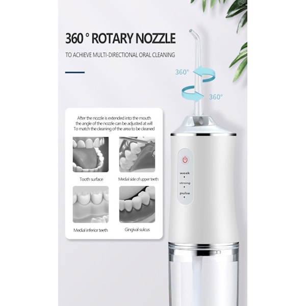 Dental Water Flosser Spotlight Waterpik Professionell Oral Irrigator Bärbar Floss Cleaner Hälsosammare tänder Vitare Rengöringsmedel vit