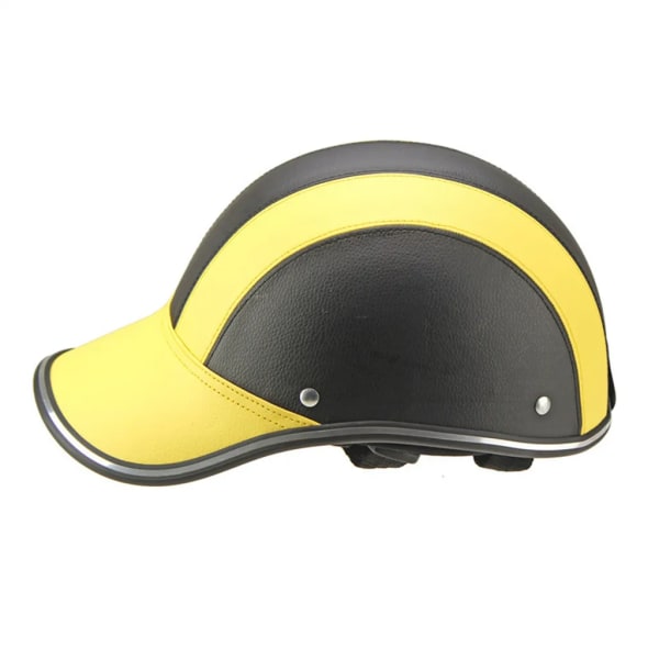 Motorsykkelhjelm Cap Halvhjelp Elsykkelskoter UV-beskyttelse Sikkerhetshjelp 54-60cm Gul Gul Gul