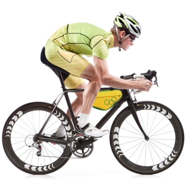 Vattentät cykelväska, gulgrön polyester cykeltriangelväska, främre rörram, cykelväska, cykeltillbehör