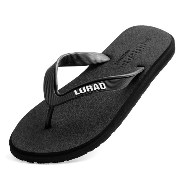 Stor storlek Fretwork Casual Flip Flops Män Drag Crust Halkfri Bekväm Strand Man Kortfattad Utomhusklämma Fötter Coola Tofflor Black CN size 41-42