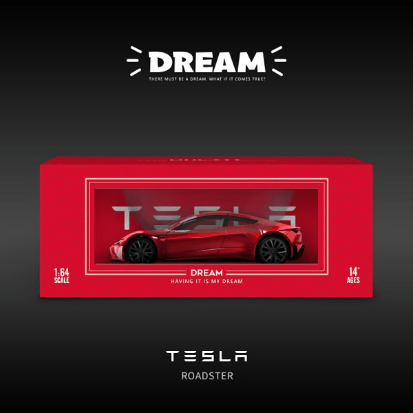 Dröm 1/64 Tesla Roadster Diecast mallibil