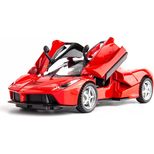 1:32 Ferrari modell pullback bil, med ljud och ljus, och metalldörren öppnas rött Red