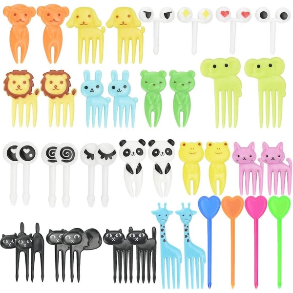 Decareta 40 Pieces Fruit Forks Bento Animals Food Picks Children Plastic Fruit Forks Mini Dessert Forks Cute Decoration For Cakes, Desserts Fruit Part