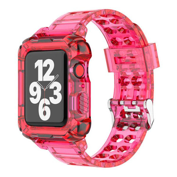 Apple Watch kompatibel Armband TPU ROSA 42/44/4 mm Transparent rose red 42MM/44MM/45MM