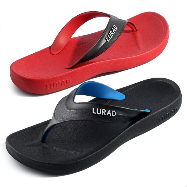 Herr sommardragare udendørs gummibotten halkfri blød flerfärgad flip-flops bogsandaler strandtofflor fisherman house tofflor Gold 39-40(S)