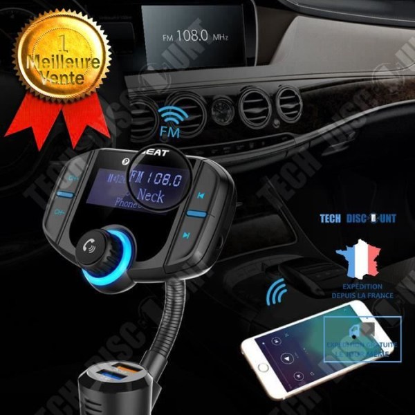 TD® FM-sändare Bluetooth MP3-spelare med snabbladdning för bil - Tillbehör Autoradio, MP3, SD-kortspelare