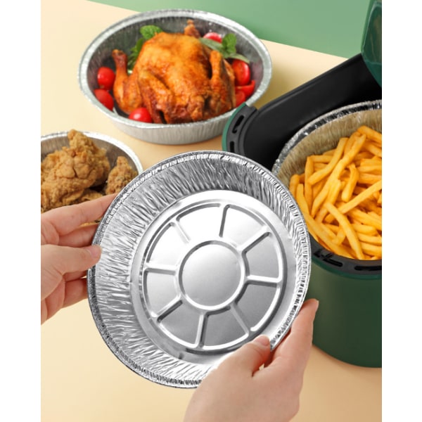 20 stycken 7 tums disponibla aluminiumtallrikar runda pajformar av alumiini för luftfritöser Matlagning Bakning Förvaring Rostning