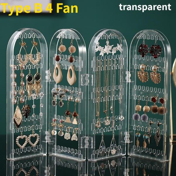 Smyckesoppbevaringslåda med spegeldisplayfällbar skjerm Black Type B 2 Fan