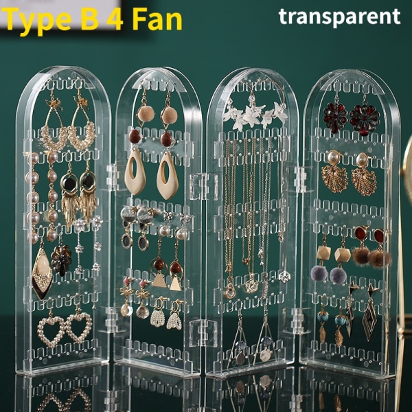 Smyckesoppbevaringslåda med spegeldisplayfällbar skjerm Transparent Type B 2 Fan