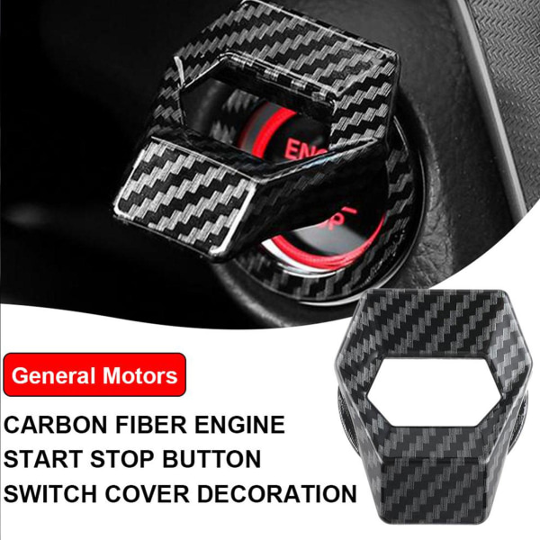 Bil kolfibermotor Start Stop Trykknapp Omkopplare Cover Trim Carbon fiber pattern