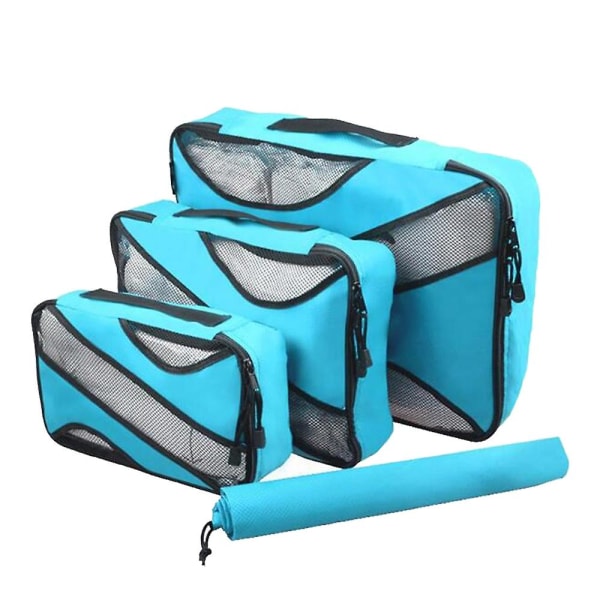 Kotitalouksien nylon vedenpitävä set, kolmiosainen nylon matkalaukku sky blue