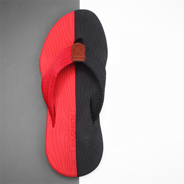 Høj kvalitet mode män flip flops sommar strand tofflor Breat black&red 42