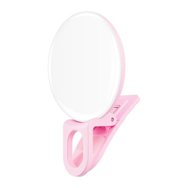 Selfie Clip on Ring Light, mini genopladelig pink