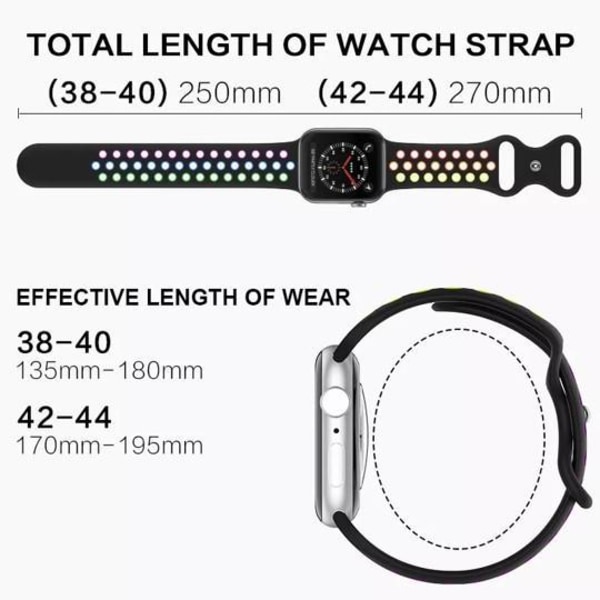 Appe Watch kompatibet Sport Armband Siikon SVART/RÖD 42/44/45 Black Red 42/44/45MM Small