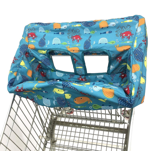 Portable Shopping Cart Cover | High Chair And Grocery Cart Covers For Babies, Kids, Infants & Toddlers Includes Free Carry Bag (simple Sea Worl