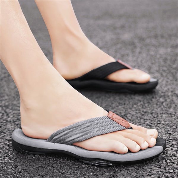 Hög kvalitet mode män flip flops sommar strand tofflor Breat gray 40