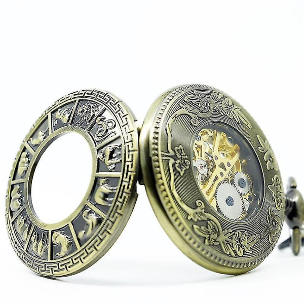 Fashion Zodiac Roman Numerals Machanical Pocket Watch