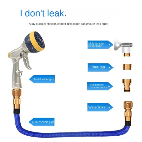 3 gånger teleskoprör Hushålls biltvätt Trädgård 7 funktion zinklegering duschvattenpistolpaket 7.5m