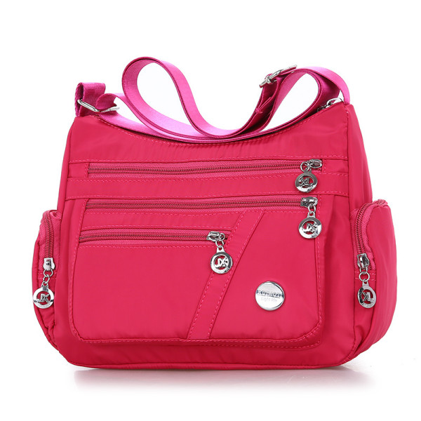 Vattentät Crossbody-handväska i nylon med enkel axel Rose red