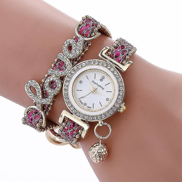 Love Word Læderrem Dame Armbånd Quartz Watch