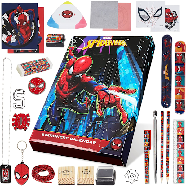 Avengers Adventskalender 2024 för Barn och Tonåringar - Spiderman-tema Pappersvaror Set med Nyckelring och Frimärken