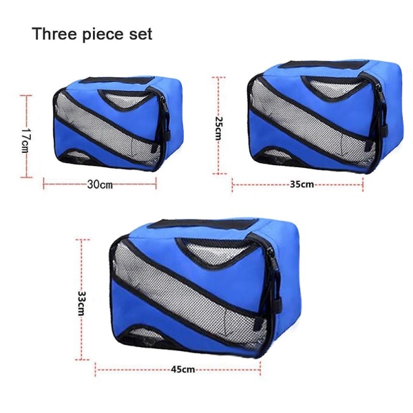 Kotitalouksien nylon vedenpitävä set, kolmiosainen nylon matkalaukku blue