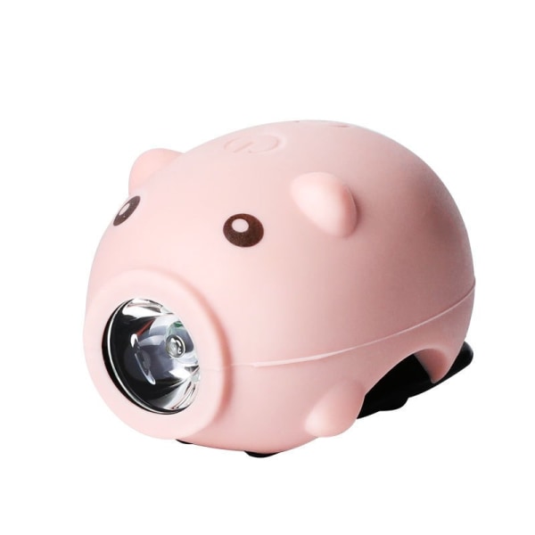 Cykeltillbehör USB uppladdningsbar barncykellampa Piggy-strålkastare (rosa)