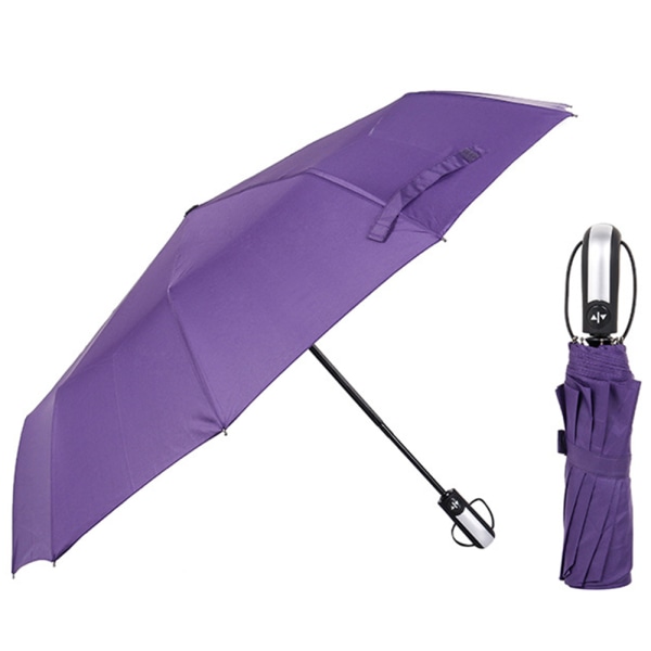 Praktisk vindafvisende automatisk paraply purple