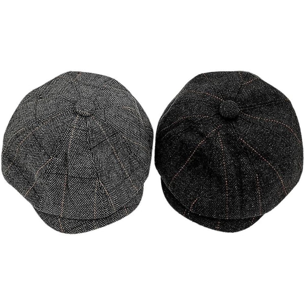 Newsboy Cap Baker Pojke Hatt Platta Kepsar Tweed Justerbar Peaky Fiskbenstyg Cap Acsergery Present