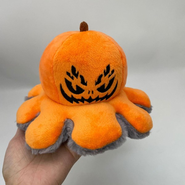 Rl Vändbar Spider Jack-o-lantern Plysch Dubbelsida Söt fylld docka Halloween heminredning