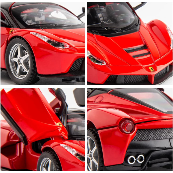 1:32 Ferrari modell pullback bil, med ljud och ljus, och metalldörren öppnas rött Red