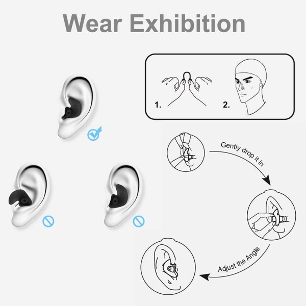 Näsklamma öronproppar svart box set simma för att skydda öron och näsa black