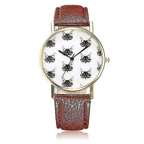 Pu Leather Band Quartz Women Wrist Watch