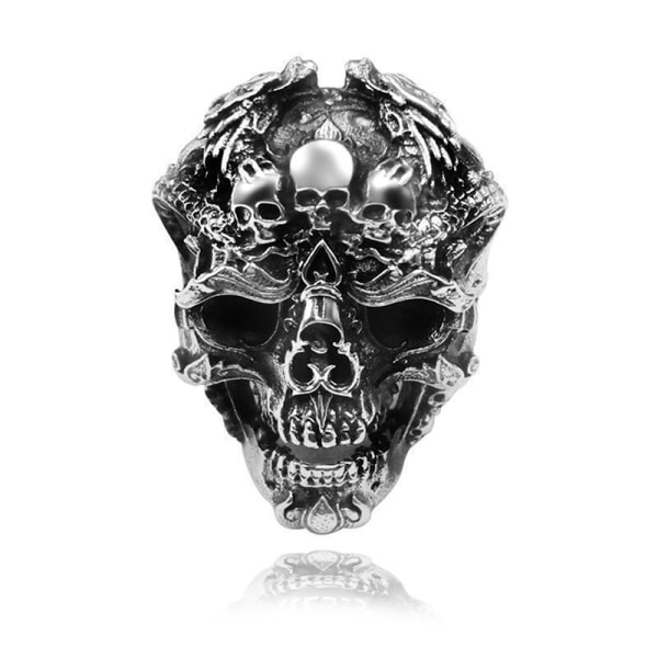 Vintage gotisk Calvarium Skull Punk Ring Men Halloween Mode Silver