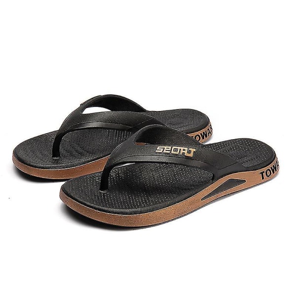 Sommartofflor för män Hieronta Varvastossut Bekväma miehet Casual Mode Herr Flip Flops Black Gold 40