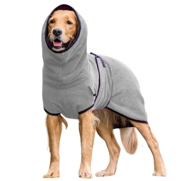 Pet Hund Kläder Handduk Tork Morgonrock Coat Grey 2XL