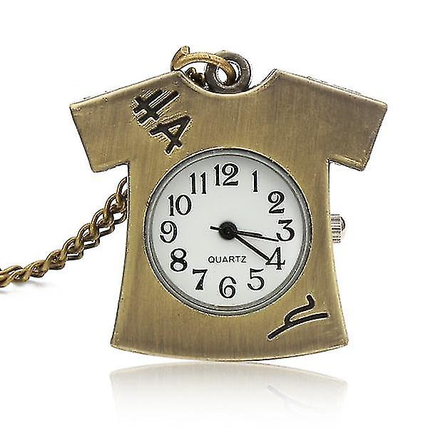 Vintage Bronze Lovely T-shirt Design Necklace Pocket Watch